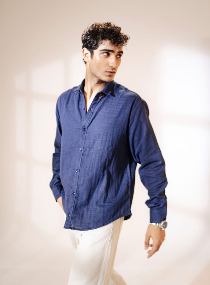 Buy Regular Fit Button Down Shirt Blue