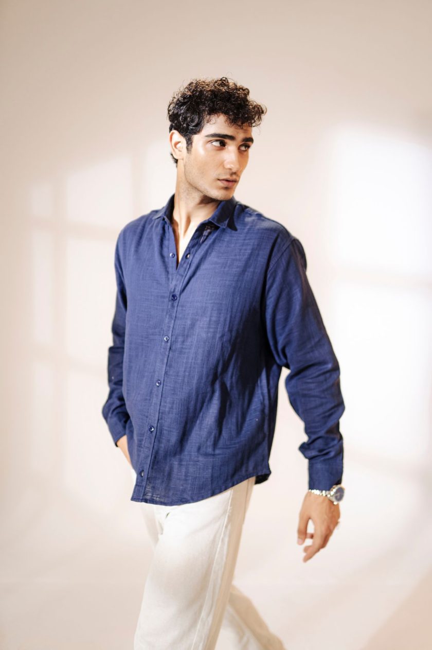 Buy Regular Fit Button Down Shirt Blue